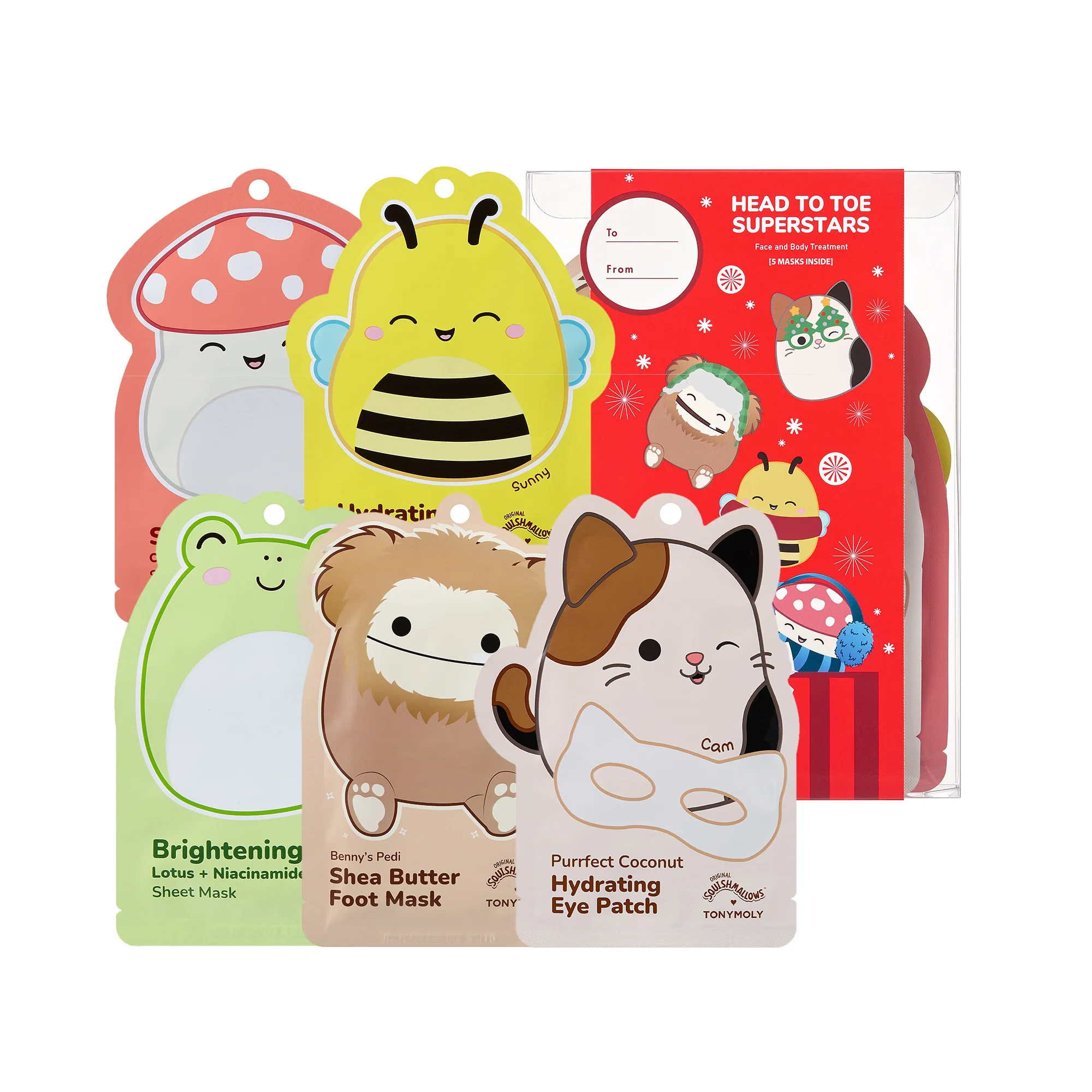 2024 Squishmallows x TONYMOLY Head to Toe Superstars 5-Pack Mask Set - Image 3